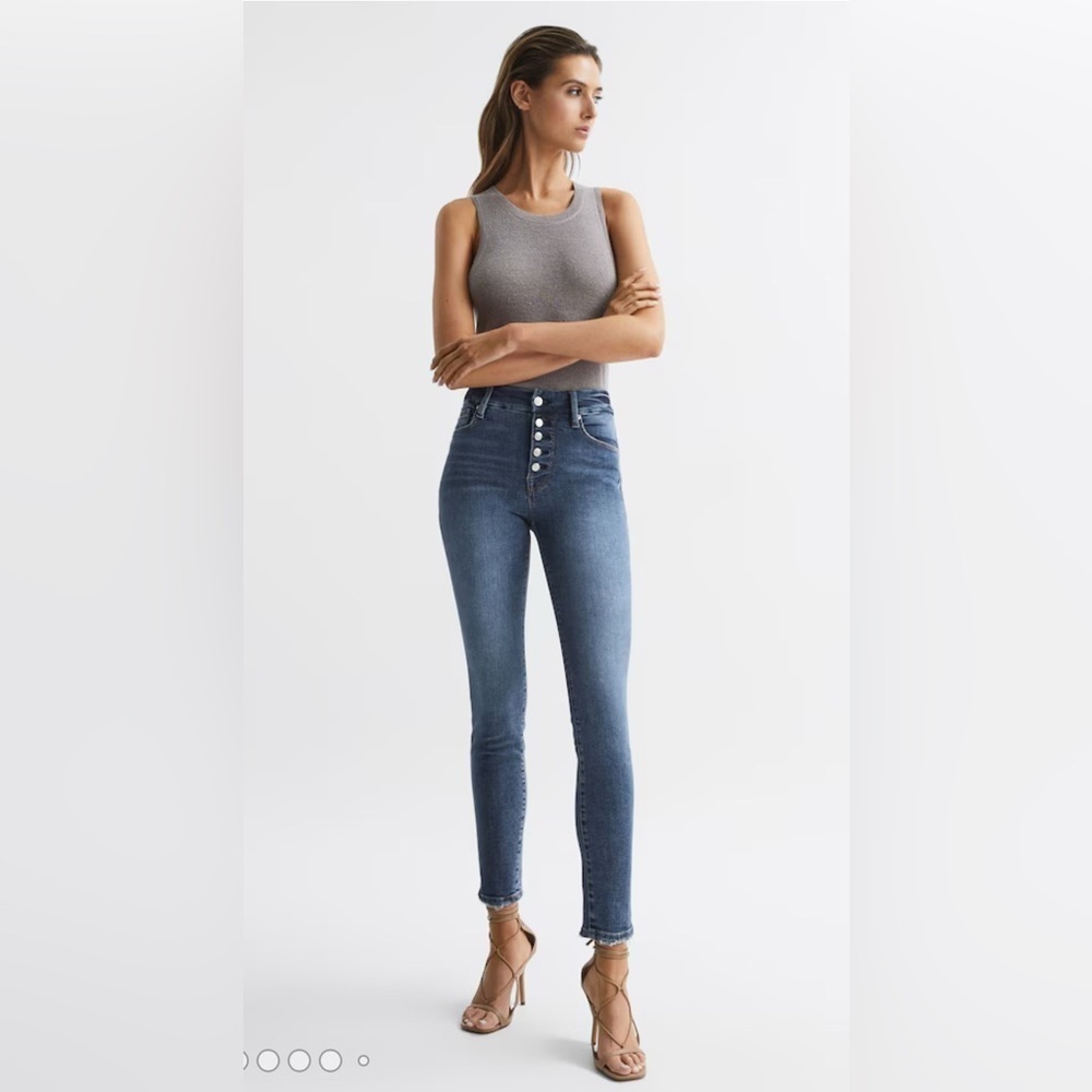 Good American Exposed Button Skinny Jeans Size 15